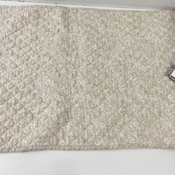 Shabby Chic Quilted Table Runner With Bunny Appliqués 14"x48" Beige With Pastel - Picture 3 of 10